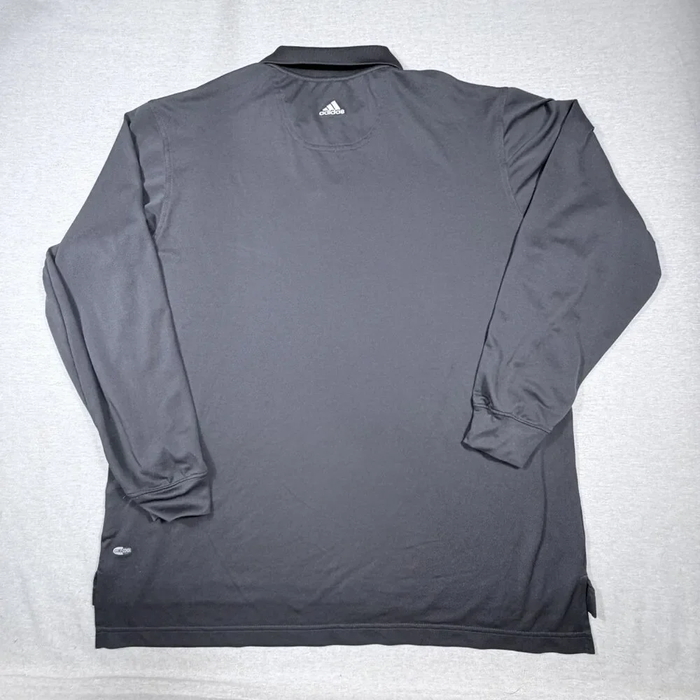 Adidas Men Long Sleeve 1/4 Quarter Button Black XL Casual Athletic Formal Outing